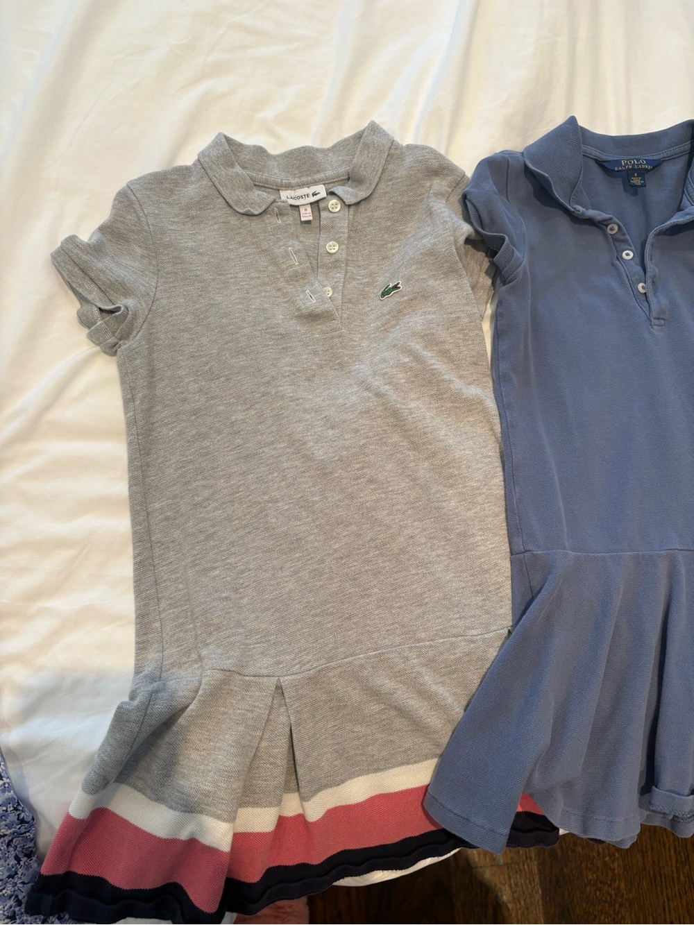 Girls Polo and Lacoste Dress Duo: Navy Polo Dress with Pink & Navy Stripe